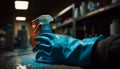 One person, a man, holding a spray bottle, spraying liquid generated by AI Royalty Free Stock Photo