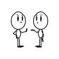 One person offers something, but the second does not agree. Cartoon character. Vector line illustration on a white Royalty Free Stock Photo