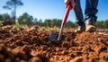 One person planting seedlings in a vegetable garden outdoors generated by AI