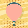 One Person Riding in Container Under Blank Pink Hot Air Balloon for Adventure Ride. Two Color Aircraft Operated by Royalty Free Stock Photo