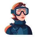 One person smiling in winter sports goggles