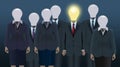 One person stands out from the group as a bright light bulb