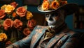 One person in traditional clothing celebrates Day of the Dead generated by AI