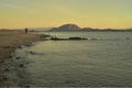 One person walks beach morning Baja, Mexico