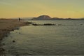 One person walks beach morning Baja, Mexico