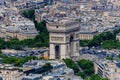 view of the triumphal arch in Paris from the Eiffel Tower, France. Royalty Free Stock Photo