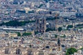 view of Notre Dame Cathedral in Paris from the Eiffel Tower, France. Royalty Free Stock Photo
