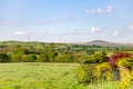A panorama of the fields and buildings of Greater Manchester, and the counties of Lancashire UK Royalty Free Stock Photo