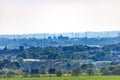 A panorama of the fields and buildings of Greater Manchester, and the counties of Lancashire UK Royalty Free Stock Photo