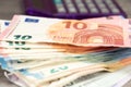Euro banknotes and a calculator Royalty Free Stock Photo