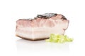 Fresh smoked english bacon isolated on white Royalty Free Stock Photo