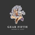 one piece monkey d. luffy gear fifth 5 logo icon vector illustration design Royalty Free Stock Photo