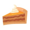 One Piece of Pumpkin Pie With Whipped Cream on Top Vector Illustration