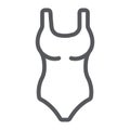 One piece swimsuit line icon, swim and fashion, swimwear sign, vector graphics, a linear pattern on a white background.