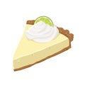 One piece of traditional key lime pie american sweet cheesecake