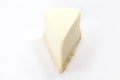 One piece of the yummy cheesecake isolated on a white background.Frontal view