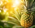 One pineapple growing in plantation farm, copy space Royalty Free Stock Photo