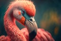 One pink flamingo bird closeup. Royalty Free Stock Photo