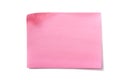 One pink sticky post note isolated white background