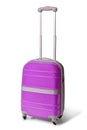 One pink suitcase for travel or pink luggage, pink baggage isolated stand alone on white background with clipping path.