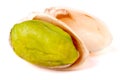 One pistachio isolated on white background close-up macro Royalty Free Stock Photo