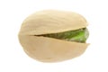 One pistachio isolated on white background close-up macro Royalty Free Stock Photo