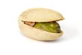 One pistachio nut cloe up isolated on white backgrond Royalty Free Stock Photo