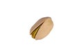 One pistachio nut isolated on the white background Royalty Free Stock Photo