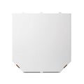 One plain blank white cardboard closed pizza box isolated white. Top view Royalty Free Stock Photo
