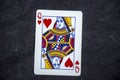 One playing card the queen of hart`s Royalty Free Stock Photo