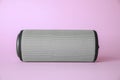 One portable bluetooth speaker on pink background. Audio equipment Royalty Free Stock Photo