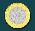 One Portuguese Euro Coin Royalty Free Stock Photo