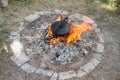 One pot dish done in a cast iron cauldron Royalty Free Stock Photo