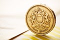 One pound coin on fluctuating graph Royalty Free Stock Photo