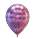 one purple striped balloon close up isolated on white