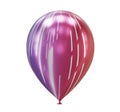 one purple striped balloon close up isolated on white