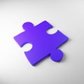 One puzzle, purple, white background, matte color,