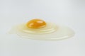 One raw chicken egg with yellow yolk and clear white egg in three layers on white background. The largest cell in the world Royalty Free Stock Photo