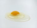 One raw chicken egg with yellow yolk and clear white egg in three layers on white background. The largest cell in the world