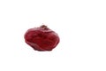 One raw fresh peeled beetroot isolated on white background.