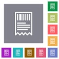 One receipt with barcode outline square flat icons Royalty Free Stock Photo