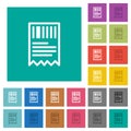One receipt with barcode outline square flat multi colored icons Royalty Free Stock Photo