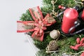 Red advent candle with christmas decoration Royalty Free Stock Photo