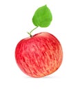 One red apple with green leaf isolated on white with clipping path Royalty Free Stock Photo