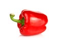 One red bell pepper isolated on white background. Close up Royalty Free Stock Photo