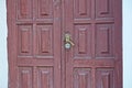 One red closed old wooden door Royalty Free Stock Photo