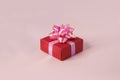 One red gift box still life. Royalty Free Stock Photo