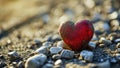 One red heart on a wooden-stone background. A realistic element that denotes love, health, care for yourself and Royalty Free Stock Photo