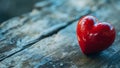 One red heart on a wooden-stone background. A realistic element that denotes love, health, care for yourself and Royalty Free Stock Photo