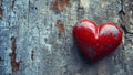 One red heart on a wooden-stone background. A realistic element that denotes love, health, care for yourself and Royalty Free Stock Photo